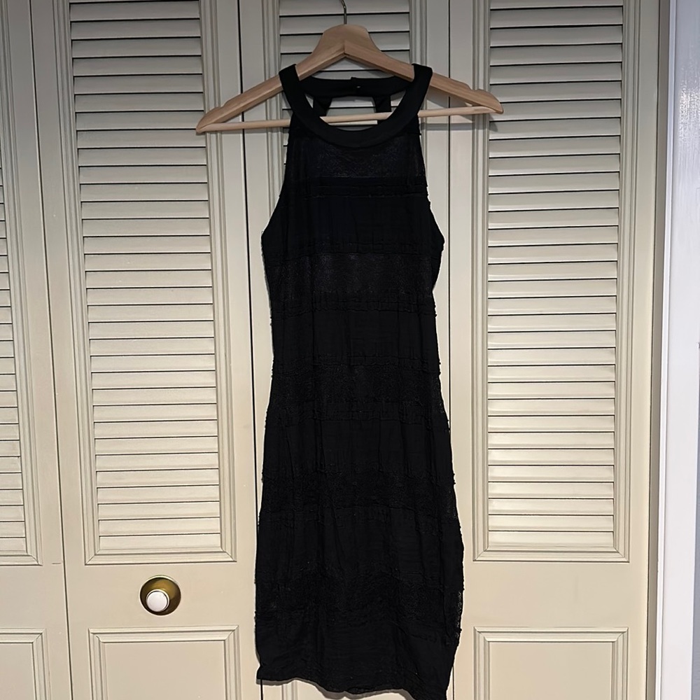 Lace and satin contour dress